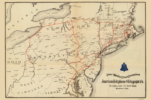 Northeast USA Telephone Lines, 1891 Northeast Not NE - USA Regionals