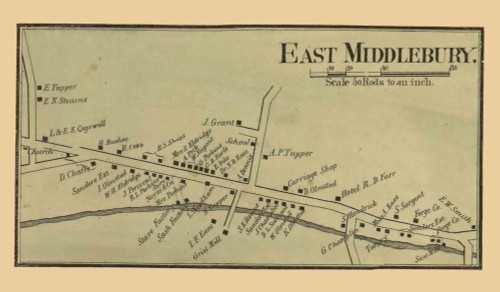 East Middlebury, Middlebury, Vermont 1857 Old Town Map Custom Print - Addison Co.