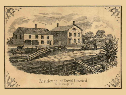David Hazard Residence, Ferrisburgh, Vermont 1857 Old Town Map Custom Print - Addison Co.