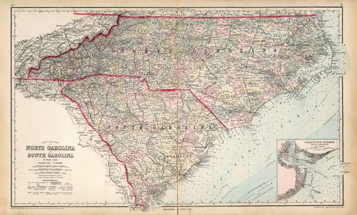 North Carolina 1881 Gray - Old State Map Reprint