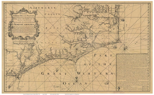 North Carolina 1738 Wimble - Old State Map Reprint