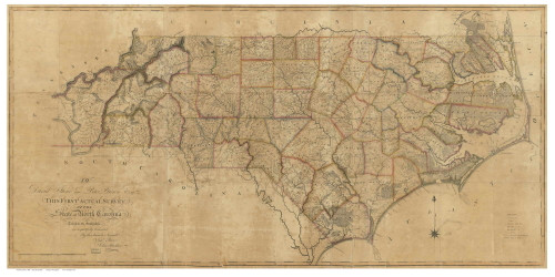 North Carolina 1808 Price & Strother - Old State Map Reprint