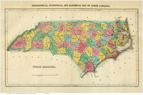 North Carolina 1822 Carey - Old State Map Reprint