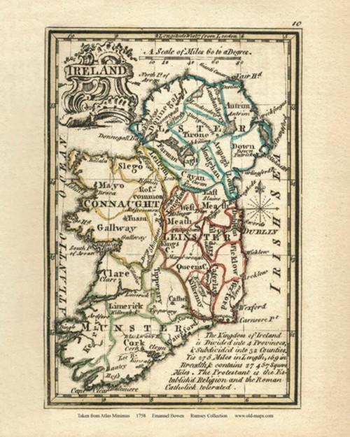 Ireland - 1758 Bowen 14 - World Atlases