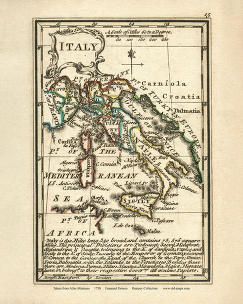 Italy - 1758 Bowen 19 - World Atlases