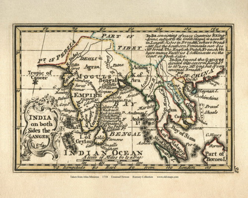 India on both Sides the Ganges - 1758 Bowen 36 - World Atlases