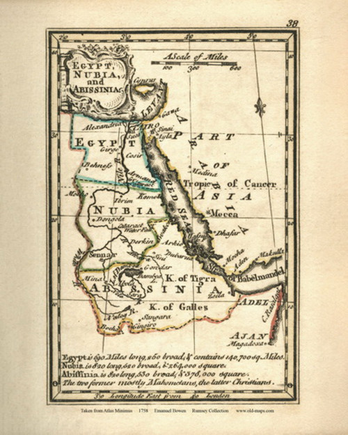 Egypt, Nubia & Abyssinia - Ethiopia - 1758 Bowen 42 - World Atlases