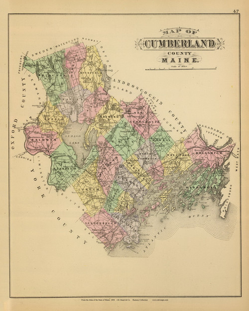 Cumberland County 19, Maine 1894 Old Map Reprint - Stuart State Atlas