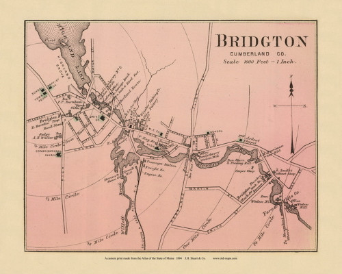 Bridgton Village 21b, Maine 1894 Old Map Reprint - Stuart State Atlas