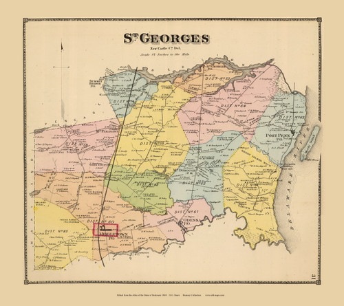 St. Georges Town, Delaware State Atlas 1868 Old Town Map Reprint - New Castle Co.