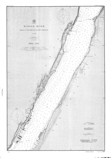Hudson River - Days Point to Fort Washington (GW Bridge) 1904 - Old Map Nautical Chart AC Harbors 746 - New York