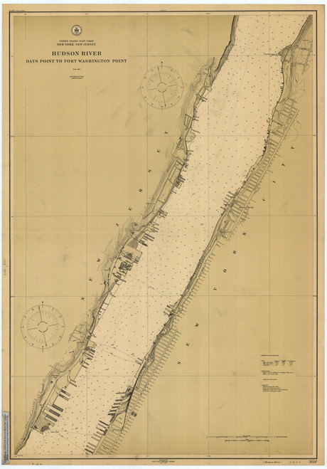 Hudson River - Days Point to Fort Washington (GW Bridge) 1913 - Old Map Nautical Chart AC Harbors 746 - New York