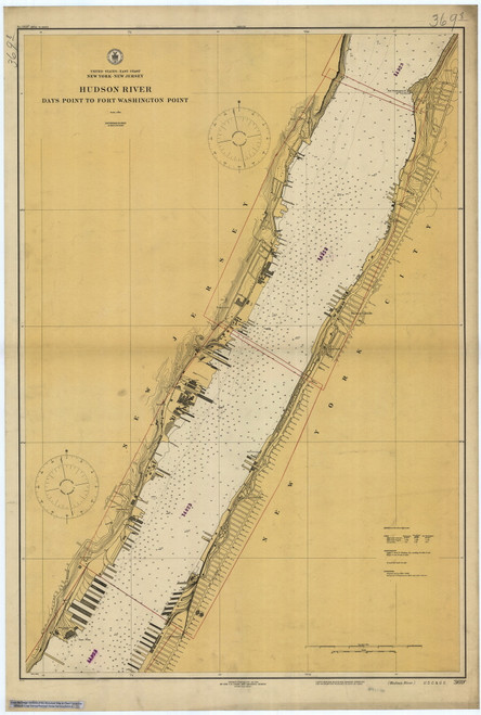 Hudson River - Days Point to Fort Washington (GW Bridge) 1924 - Old Map Nautical Chart AC Harbors 746 - New York