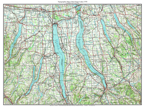 Topographic Map of the Finger Lakes - Canandaigua to Otisco 1978 - Custom USGS Old Topo Map - New York - Finger Lakes