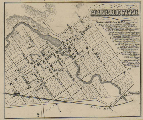 Manchester Village, Manchester, Michigan 1856 Old Town Map Custom Print - Washtenaw Co.
