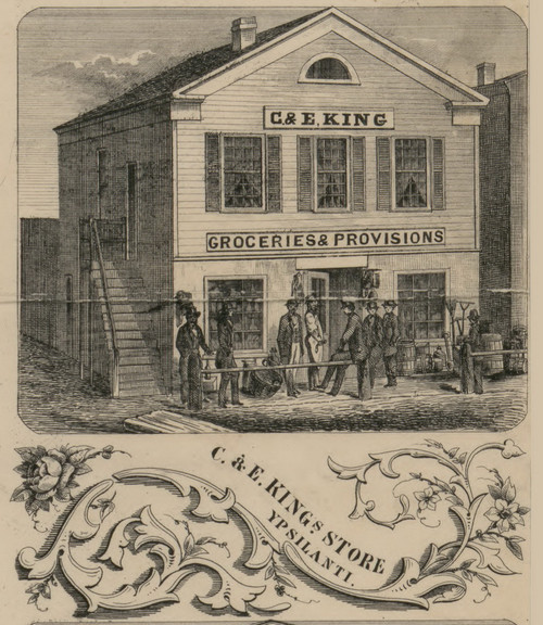 King Store, Ypsilanti, Michigan 1856 Old Town Map Custom Print - Washtenaw Co.