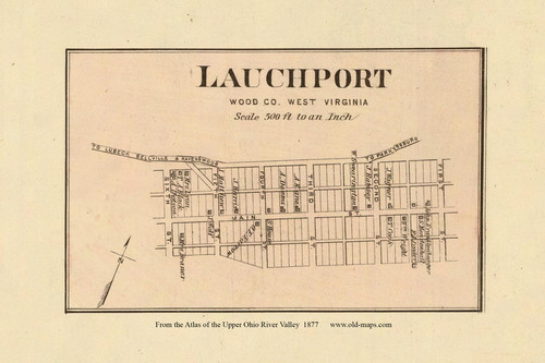 Lauchport, West Virginia, 1877 - Upper Ohio River and Valley Atlas - Old Map Custom Reprint - USA Regional 114 115