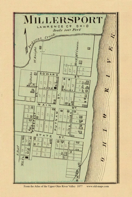 Millersport, Ohio, 1877 - Upper Ohio River and Valley Atlas - Old Map Custom Reprint - USA Regional 186 187