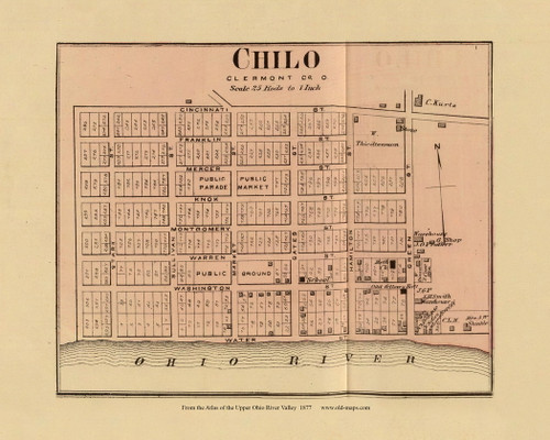 Chilo, Ohio, 1877 - Upper Ohio River and Valley Atlas - Old Map Custom Reprint - USA Regional 214 215