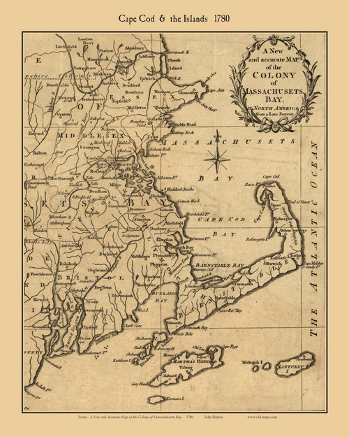 Cape Cod 1780 Hinton - Old Map Custom Print CC-All