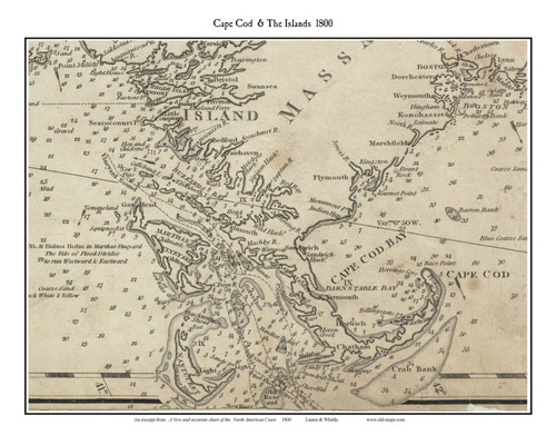 Cape Cod 1800 Laurie & Whittle - Old Map Custom Print CC-All