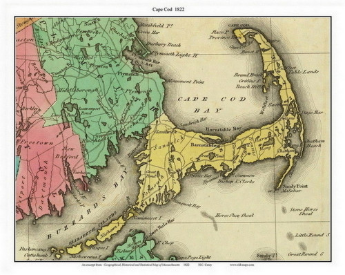 Cape Cod 1822 Carey - Old Map Custom Print CC-All