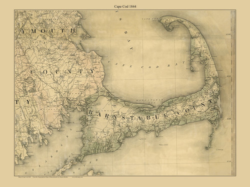 Cape Cod 1844 Borden - Old Map Custom Print CC-All