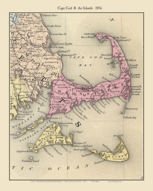 Cape Cod 1856 Colton - Old Map Custom Print CC-All