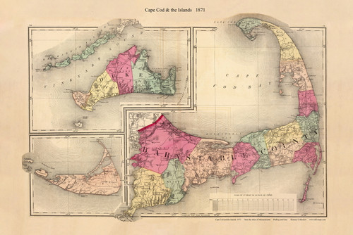 Cape Cod 1871 Gray - Old Map Reprint
