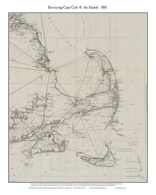 Cape Cod 1881 U.S. Coast & Geodetic Survey - Old Map Custom Print CC-All