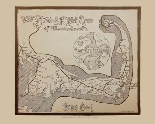 Cape Cod 1899 Clark - Strong Right Arm - Old Map Custom Reprint CC-All