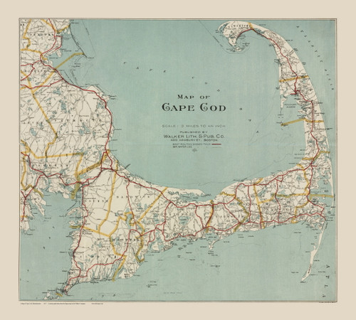 Cape Cod Only 1917 Walker - Old Map Custom Reprint CC-All