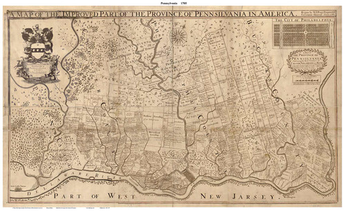 Philadelphia Area 1705 - Holme - Old Map Reprint PA Cities