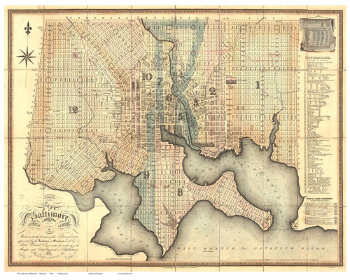 Baltimore 1822 - Lucas - Old Map Reprint Maryland Cities