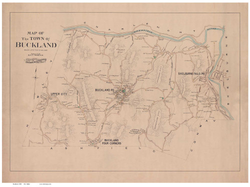 Buckland 1895 - Old Map Reprint Franklin County - Massachusetts Cities Other