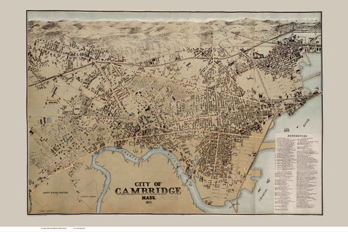 Cambridge 1877 - Old Map Reprint Middlesex County - Massachusetts Cities Other