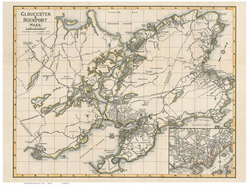 Gloucester and Rockport 1937 - Old Map Reprint Essex County - Massachusetts Cities Other