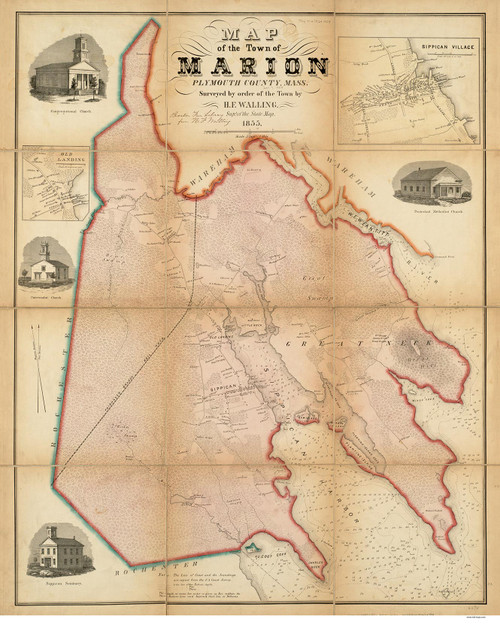 Marion 1855 - Old Map  Plymouth County - Massachusetts Cities Other
