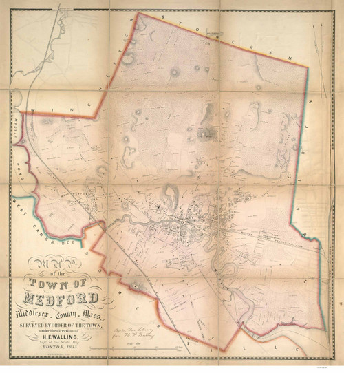 Medford 1855 - Old Map  Middlesex County - Massachusetts Cities Other