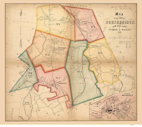 Northbridge 1849 - Old Map  Worcester County - Massachusetts Cities Other