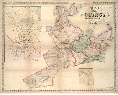 Quincy 1857 - Old Map  Norfolk County - Massachusetts Cities Other