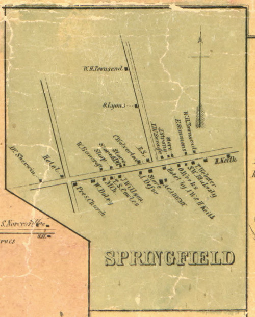 Springfield Village - Springfield Township, Pennsylvania 1855 Old Town Map Custom Print - Erie Co.