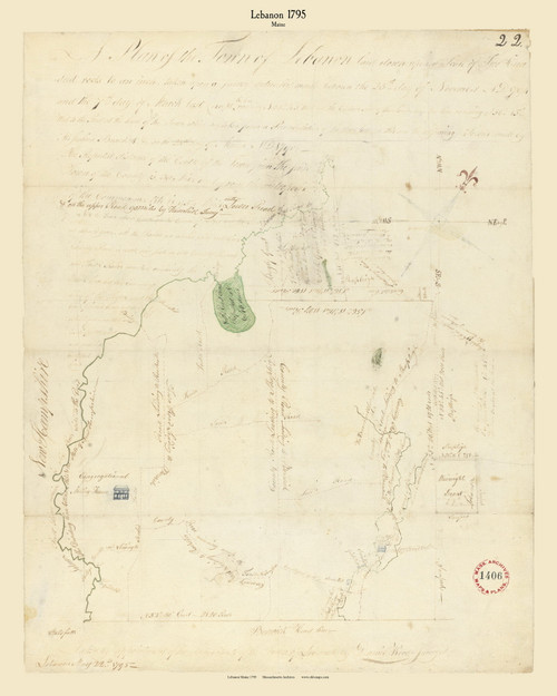 Lebanon, Maine 1795 Old Town Map Reprint - Roads Place Names  Massachusetts Archives