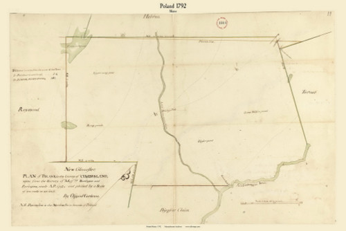 Poland, Maine 1792 Old Town Map Reprint - Roads Place Names  Massachusetts Archives