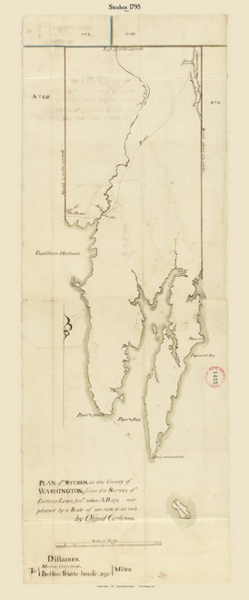 Steuben, Maine 1795 Old Town Map Reprint - Roads Place Names  Massachusetts Archives