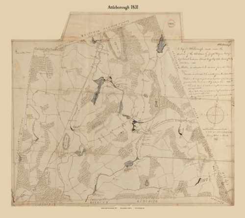 Attleborough, Massachusetts 1831 Old Town Map Reprint - Roads Homeowner Names Place Names  Massachusetts Archives