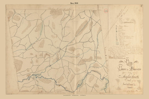 Barre, Massachusetts 1830 Old Town Map Reprint - Roads Place Names Massachusetts Archives