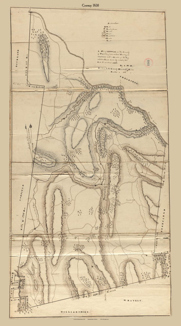 Conway, Massachusetts 1830 Old Town Map Reprint - Roads Place Names Massachusetts Archives