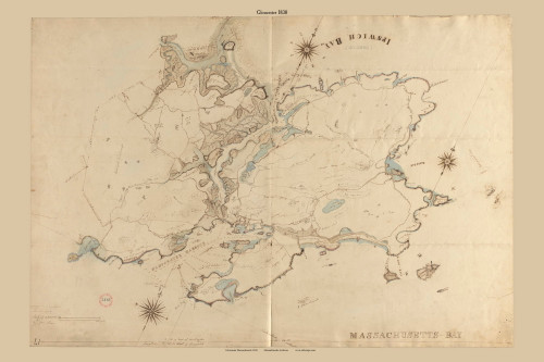 Glouecester, Massachusetts 1830 Old Town Map Reprint - Roads Place Names Massachusetts Archives