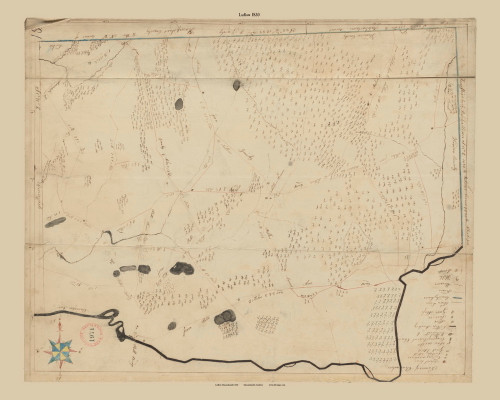 Ludlow, Massachusetts 1830 Old Town Map Reprint - Roads Place Names Massachusetts Archives